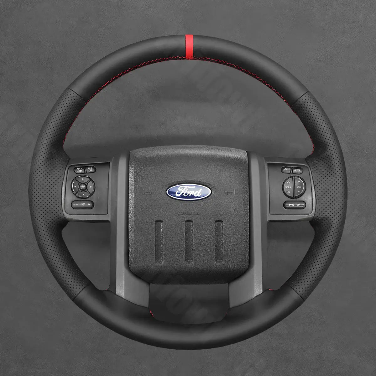 Griffowl Steering Wheel Cover for DIY Ford F-250 F-350 F450 F550 XL Expedition 2008-2016. Hand-sewn kit for drivers seeking precision and comfort.