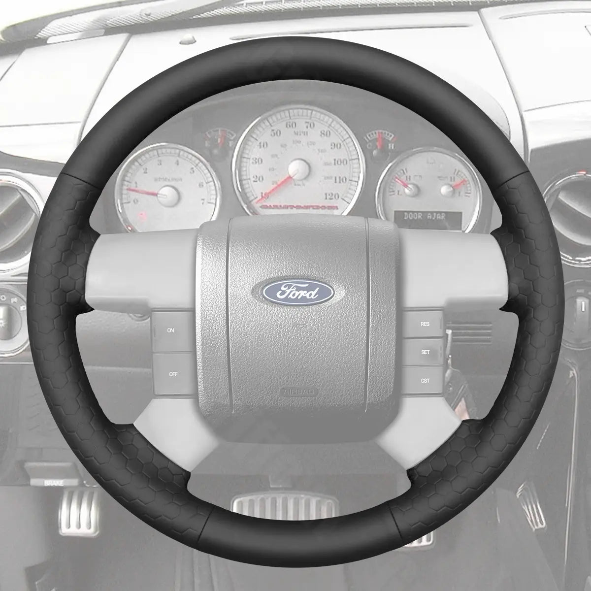 Griffowl Steering Wheel Cover for DIY Pickup Ford F150 F250 F350 2004-2008. Perfect grip with our steering wheel wrap and custom interior touch.