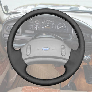 Griffowl Steering Wheel Cover for DIY Ford F150 F250 F350 Bronco 1992-1997. Perfect grip with our steering wheel wrap and custom interior touch.