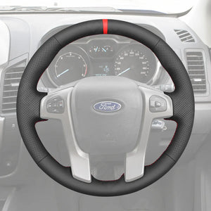 Griffowl Steering Wheel Cover for DIY Pickup Ford Ranger 2012-2016. DIY kit includes hand-sewn wrap for luxury interior mods.