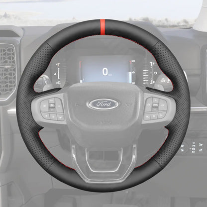 Griffowl Steering Wheel Cover for DIY Pickup Ford Ranger Everes 2022-2025. DIY kit includes hand-sewn wrap for luxury interior mods.