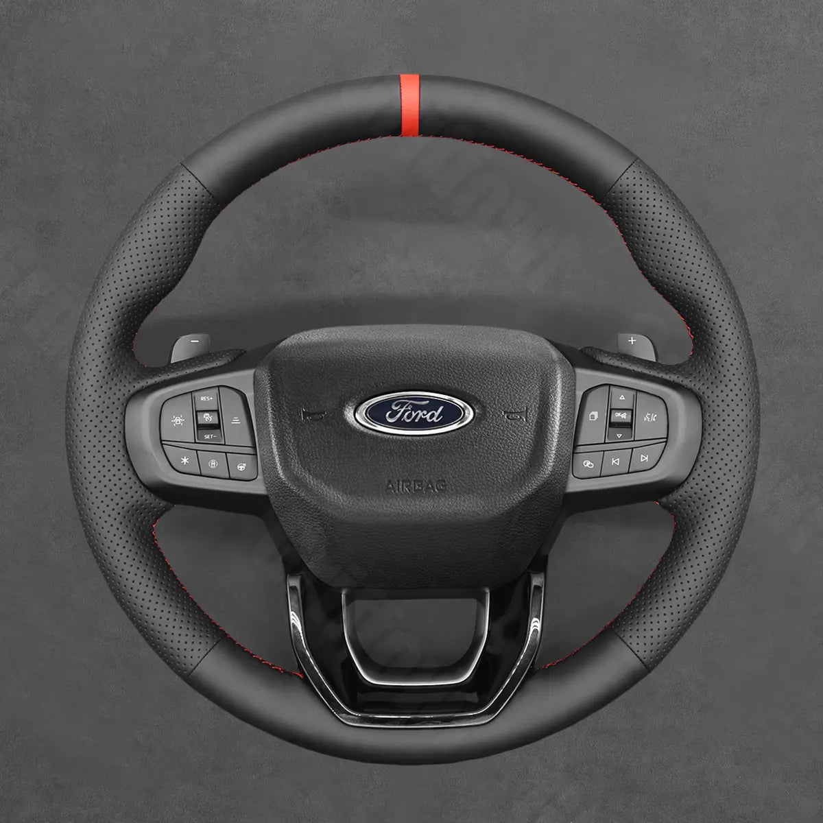 Griffowl Steering Wheel Cover for DIY Pickup Ford Ranger Everes 2022-2025. DIY kit includes hand-sewn wrap for luxury interior mods.