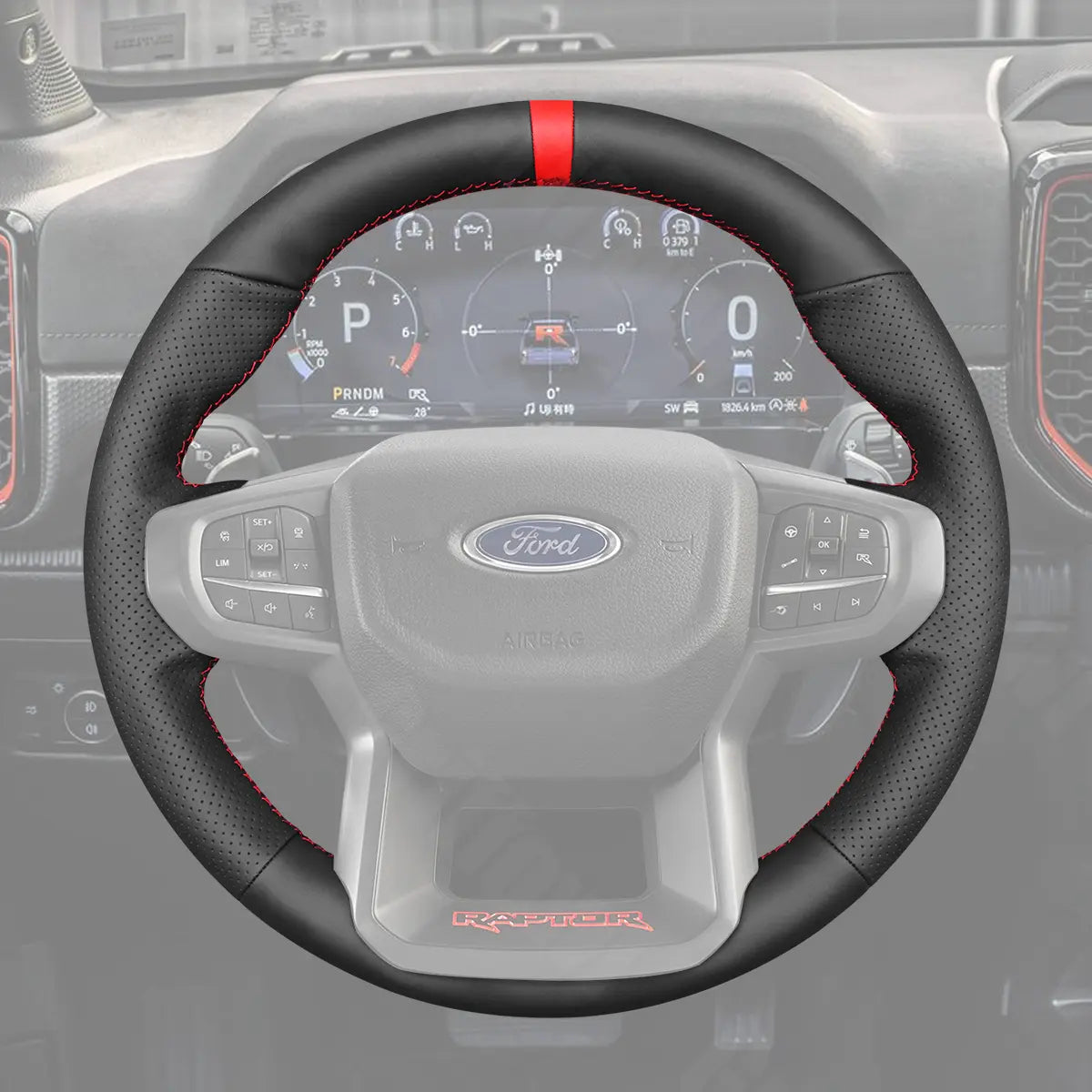 Griffowl Steering Wheel Cover for DIY Pickup Ford Ranger Raptor 2022-2025. Perfect grip with our steering wheel wrap and custom interior touch.