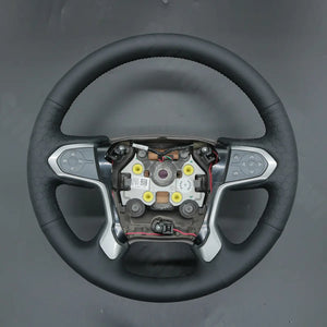 Griffowl Steering Wheel Cover for DIY Pickup GMC Sierra 1500 2014-2018. Perfect grip with our steering wheel wrap and custom interior touch.
