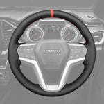 Griffowl Steering Wheel Cover for DIY Pickup Isuzu D-MAX 2021-2025. DIY kit includes hand-sewn wrap for luxury interior mods.

