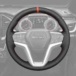 Griffowl Steering Wheel Cover for DIY Pickup Isuzu D-MAX 2021-2025. DIY kit includes hand-sewn wrap for luxury interior mods.
