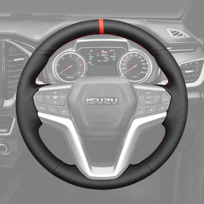 Griffowl Steering Wheel Cover for DIY Pickup Isuzu D-MAX 2021-2025. DIY kit includes hand-sewn wrap for luxury interior mods.
