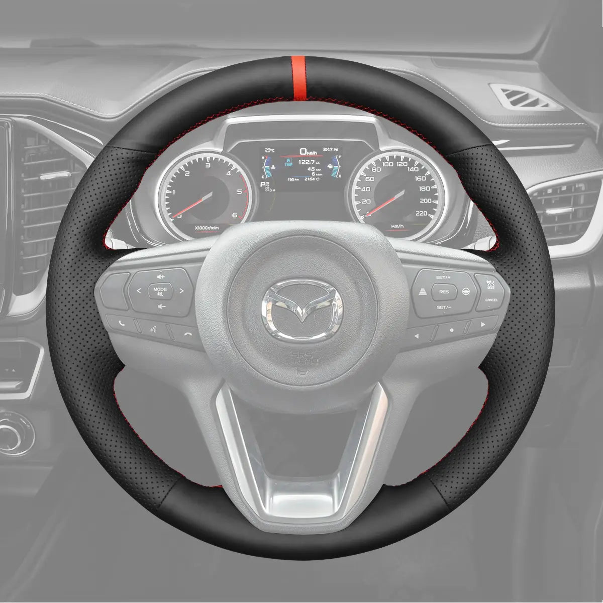 Griffowl Steering Wheel Cover for DIY Pickup Mazda BT-50 BT50 2021-2025. Perfect grip with our steering wheel wrap and custom interior touch.

