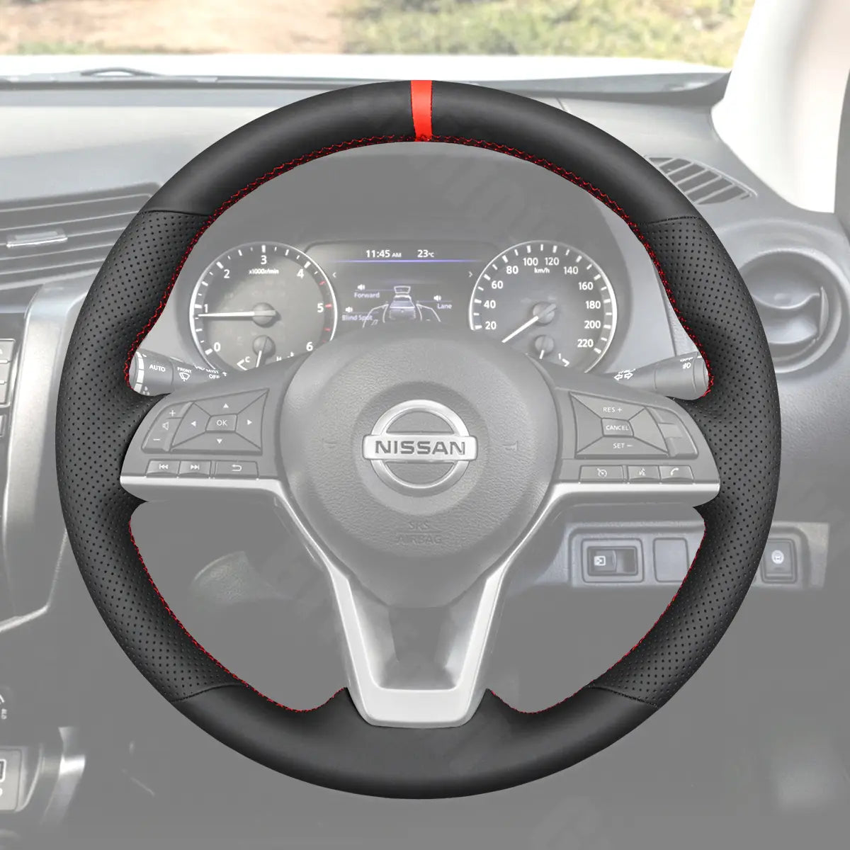 Griffowl Steering Wheel Cover for DIY Pickup Nissan Navara 2020-2025. DIY kit includes hand-sewn wrap for luxury interior mods.
