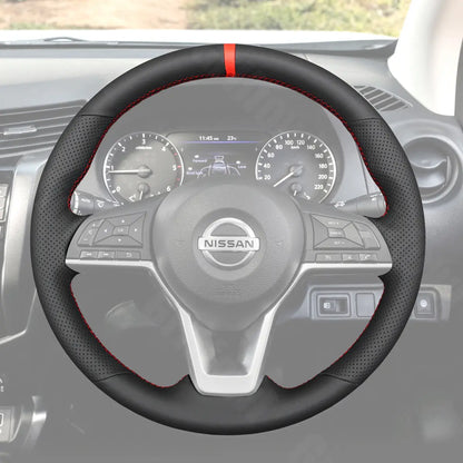 Griffowl Steering Wheel Cover for DIY Pickup Nissan Navara 2020-2025. DIY kit includes hand-sewn wrap for luxury interior mods.
