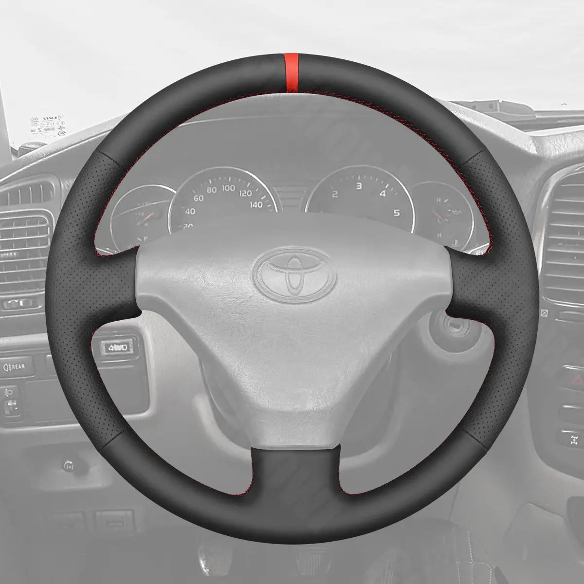 Griffowl Steering Wheel Cover for DIY Pickup Toyota Hilux Land Cruiser Prado 1996-2005. DIY kit includes hand-sewn wrap for luxury interior mods.