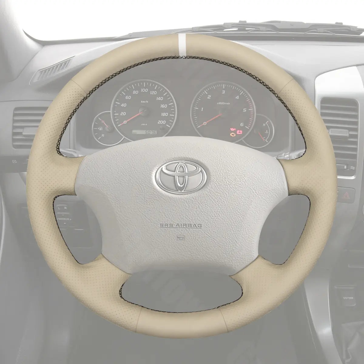 Griffowl Steering Wheel Cover for DIY Pickup Toyota Tundra 2003-2006. DIY kit includes hand-sewn wrap for luxury interior mods.
