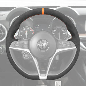 Griffowl Steering Wheel Cover for Personalized SUV Alfa Romeo Stelvio 2017-2020. For refined interior upgrades using our wrap and stitch kit.
