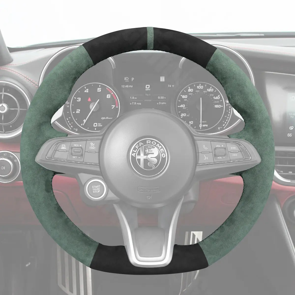 Griffowl Steering Wheel Cover for Personalized SUV Alfa Romeo Stelvio Tonale 2020-2025. Elevate your interior with Griffowl's wrap and stitch kit.