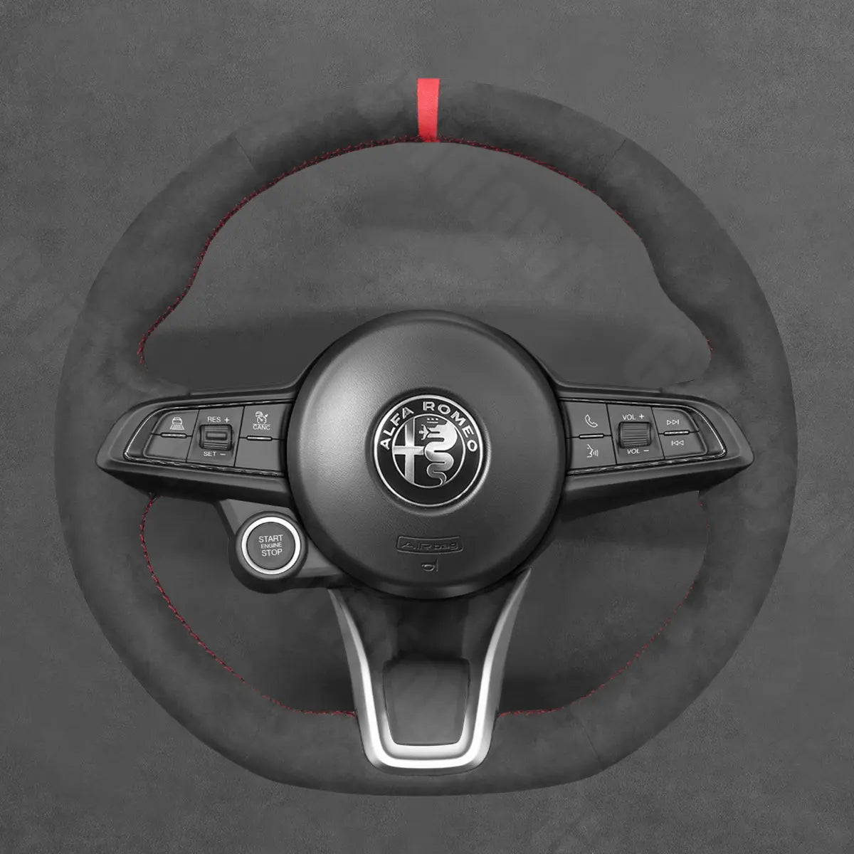 Griffowl Steering Wheel Cover for Personalized SUV Alfa Romeo Stelvio Tonale 2020-2025. Elevate your interior with Griffowl's wrap and stitch kit.