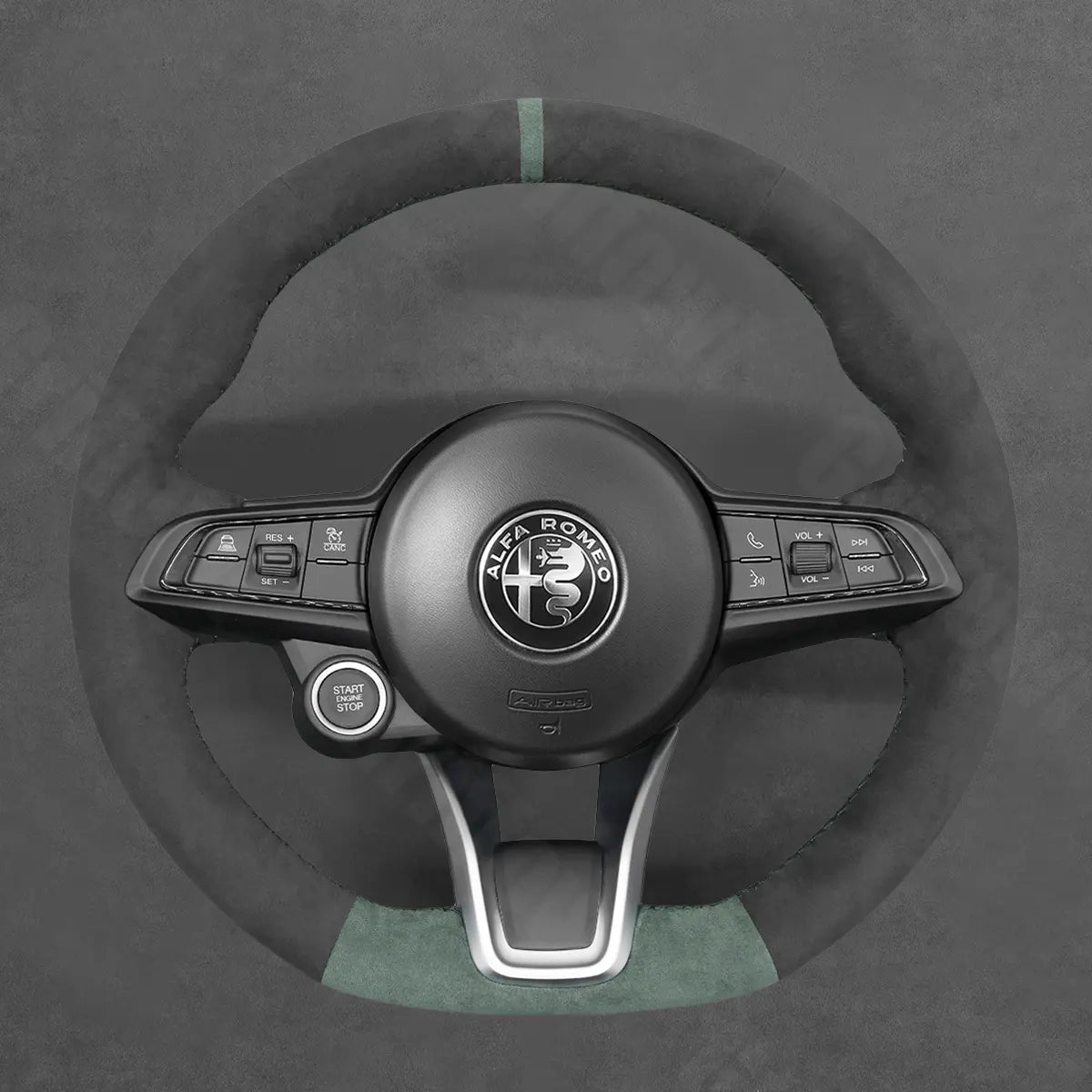 Griffowl Steering Wheel Cover for Personalized SUV Alfa Romeo Stelvio Tonale 2020-2025. Elevate your interior with Griffowl's wrap and stitch kit.