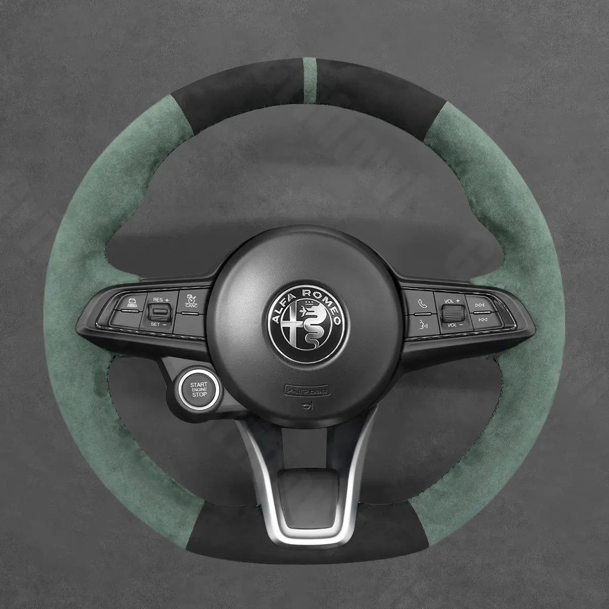 Griffowl Steering Wheel Cover for Personalized SUV Alfa Romeo Stelvio Tonale 2020-2025. Elevate your interior with Griffowl's wrap and stitch kit.