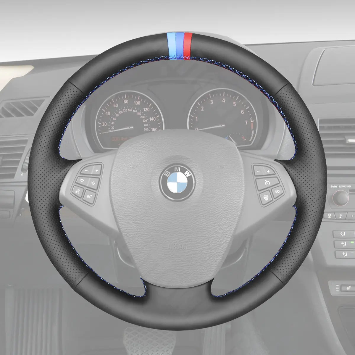Griffowl Steering Wheel Cover for Personalized SUV BMW X3 E83 2005-2010. Perfect grip with our steering wheel wrap and custom interior touch.