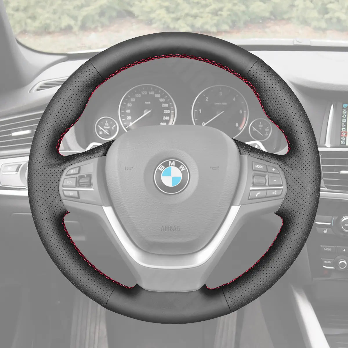 Griffowl Steering Wheel Cover for Personalized SUV BMW X3 F25 X4 F26 2010-2018. For refined interior upgrades using our wrap and stitch kit.