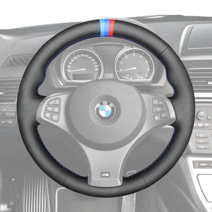 Griffowl Steering Wheel Cover for Personalized SUV BMW X3 M Sport E83 2005-2010. For refined interior upgrades using our wrap and stitch kit.