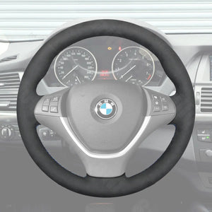 Griffowl Steering Wheel Cover for Personalized SUV BMW X5 E70 X6 E71 E72 2006-2013. Hand-sewn kit for drivers seeking precision and comfort.