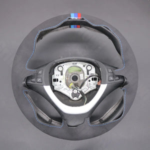 Griffowl Steering Wheel Cover for Personalized SUV BMW X5 E70 X6 E71 E72 2006-2013. Hand-sewn kit for drivers seeking precision and comfort.