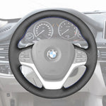 Griffowl Steering Wheel Cover for Personalized SUV BMW X5 F15 X6 F16 2013-2019. For refined interior upgrades using our wrap and stitch kit.