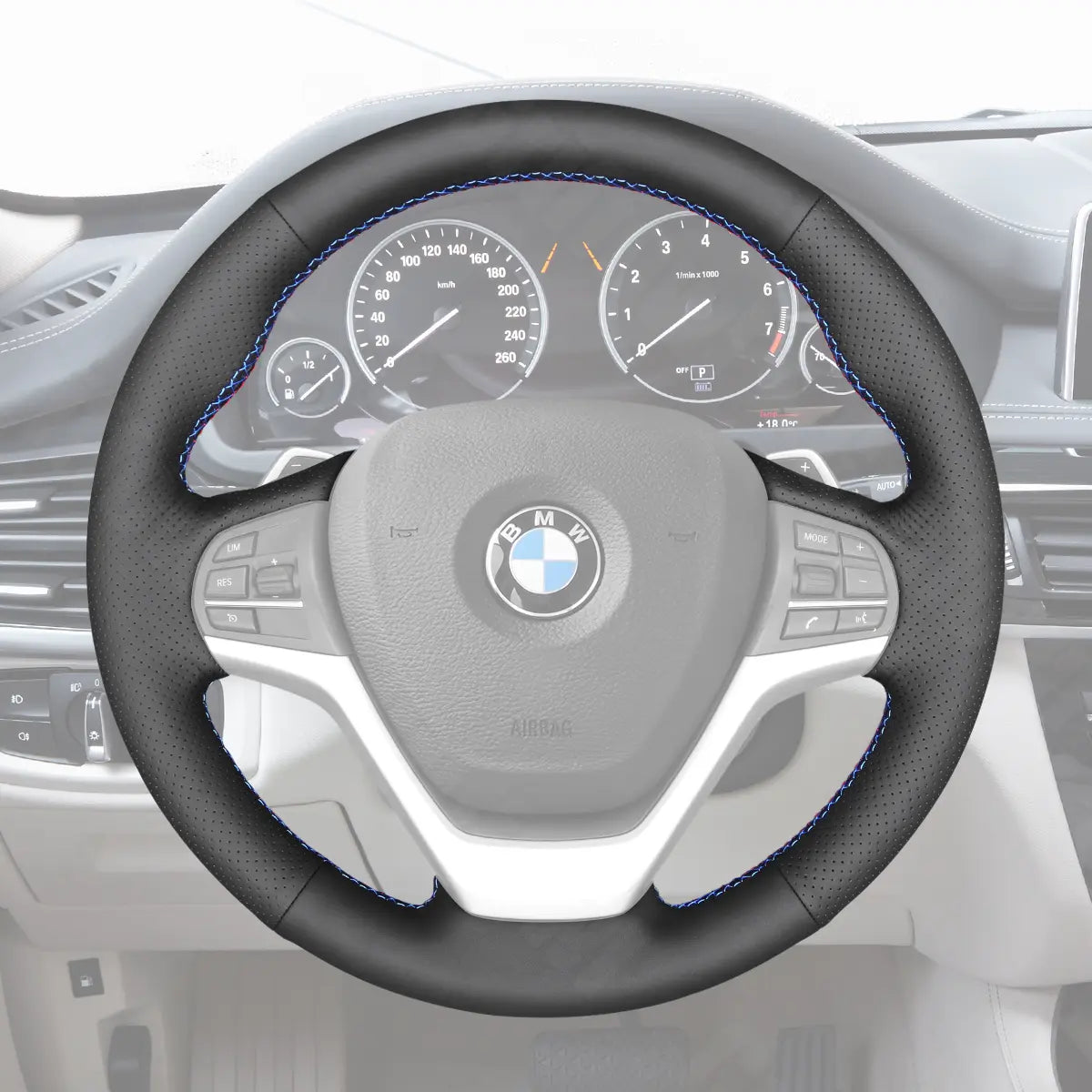 Griffowl Steering Wheel Cover for Personalized SUV BMW X5 F15 X6 F16 2013-2019. For refined interior upgrades using our wrap and stitch kit.