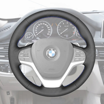 Griffowl Steering Wheel Cover for Personalized SUV BMW X5 F15 X6 F16 2013-2019. For refined interior upgrades using our wrap and stitch kit.