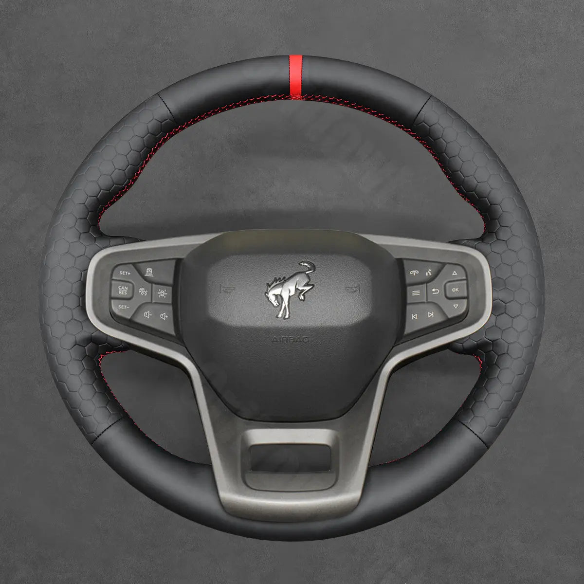 Griffowl Steering Wheel Cover for Personalized SUV Ford Bronco 2021 2022 2023 2024 2025. Elevate your interior with Griffowl's wrap and stitch kit.
