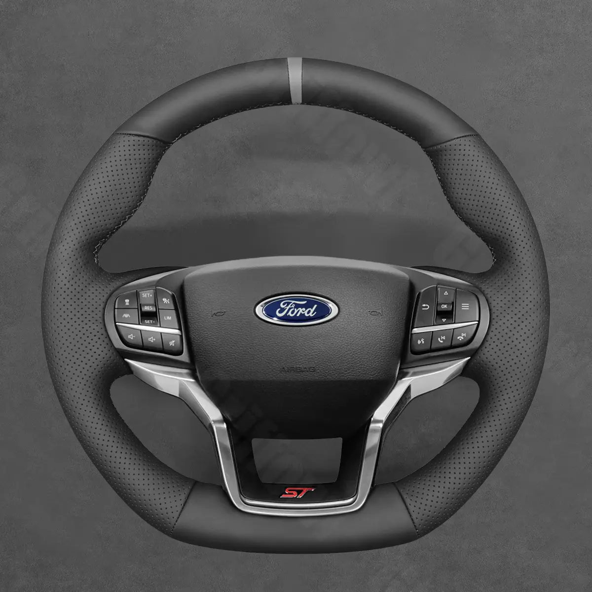 Griffowl Steering Wheel Cover for Personalized SUV Ford Explorer ST Line Timberline 2020-2025. Elevate your interior with Griffowl's wrap and stitch kit.