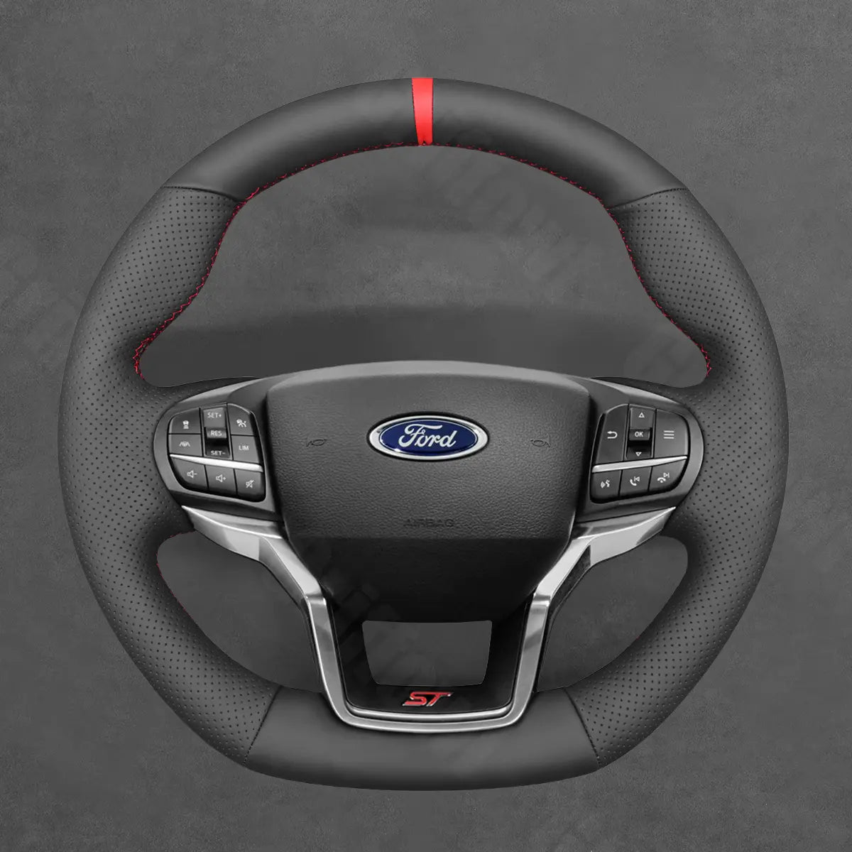 Griffowl Steering Wheel Cover for Personalized SUV Ford Explorer ST Line Timberline 2020-2025. Elevate your interior with Griffowl's wrap and stitch kit.