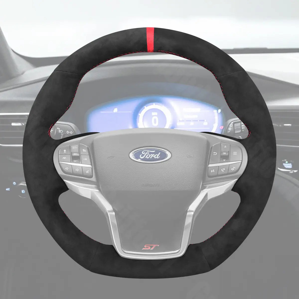 Griffowl Steering Wheel Cover for Personalized SUV Ford Explorer ST Line Timberline 2020-2025. Elevate your interior with Griffowl's wrap and stitch kit.