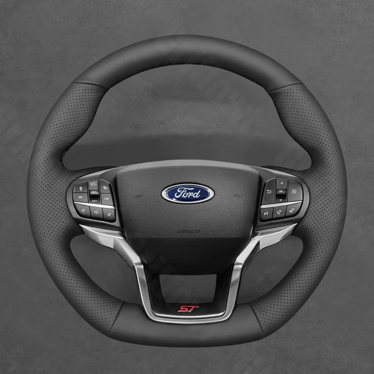Griffowl Steering Wheel Cover for Personalized SUV Ford Explorer ST Line Timberline 2020-2025. Elevate your interior with Griffowl's wrap and stitch kit.
