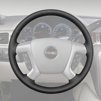 Griffowl Steering Wheel Cover for DIY Pickup GMC Sierra 1500 2500 3500 2007-2014. For refined interior upgrades using our wrap and stitch kit.
