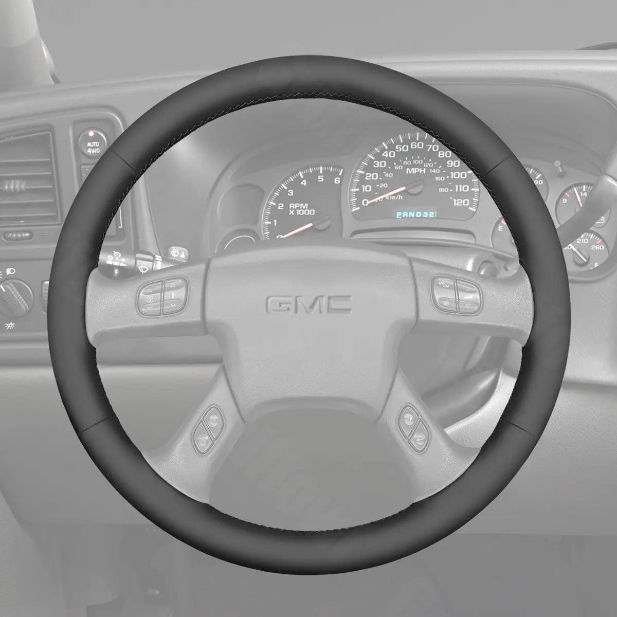 Griffowl Steering Wheel Cover for Personalized SUV GMC Yukon Envoy XL XUV 2002-2009. Hand-sewn kit for drivers seeking precision and comfort.
