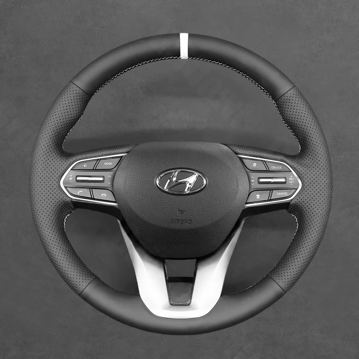 Griffowl Steering Wheel Cover for Personalized SUV Hyundai Palisade Santa Fe 2019-2023. Elevate your interior with Griffowl's wrap and stitch kit.
