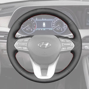 Griffowl Steering Wheel Cover for Personalized SUV Hyundai Palisade Santa Fe 2019-2023. Elevate your interior with Griffowl's wrap and stitch kit.
