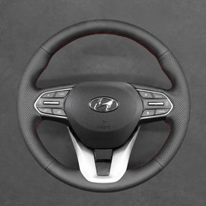 Griffowl Steering Wheel Cover for Personalized SUV Hyundai Palisade Santa Fe 2019-2023. Elevate your interior with Griffowl's wrap and stitch kit.
