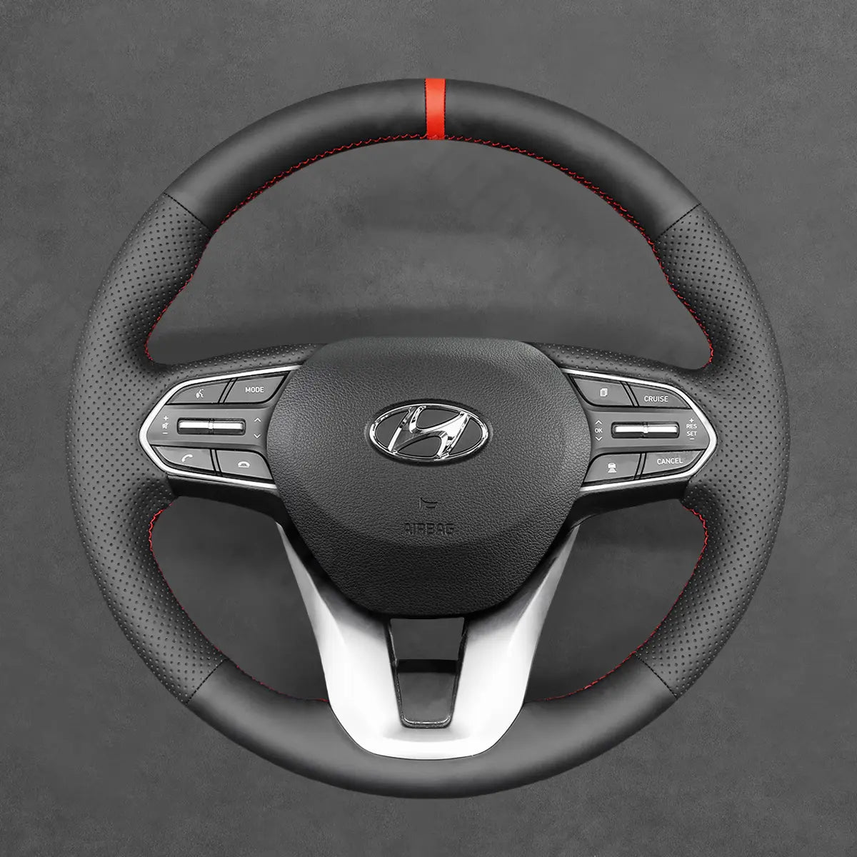 Griffowl Steering Wheel Cover for Personalized SUV Hyundai Palisade Santa Fe 2019-2023. Elevate your interior with Griffowl's wrap and stitch kit.
