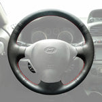 Griffowl Steering Wheel Cover for Personalized SUV Hyundai Santa Fe 2001-2006. Griffowl's interior mod with hand-sewn DIY steering wheel kit.
