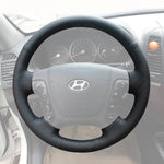 Griffowl Steering Wheel Cover for Personalized SUV Hyundai Santa Fe 2007-2012. Griffowl's interior mod with hand-sewn DIY steering wheel kit.
