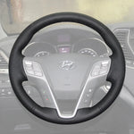 Griffowl Steering Wheel Cover for Personalized SUV Hyundai Santa Fe Sport 2013-2018. Hand-sewn kit for drivers seeking precision and comfort.
