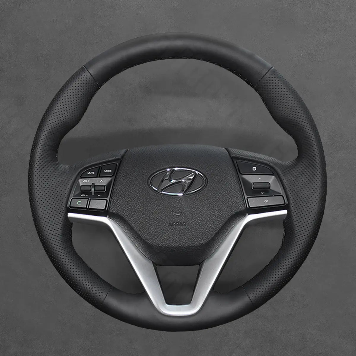 Griffowl Steering Wheel Cover for Personalized SUV Hyundai Tucson III 2015-2021. For refined interior upgrades using our wrap and stitch kit.
