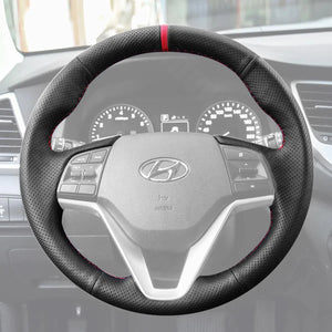 Griffowl Steering Wheel Cover for Personalized SUV Hyundai Tucson III 2015-2021. For refined interior upgrades using our wrap and stitch kit.

