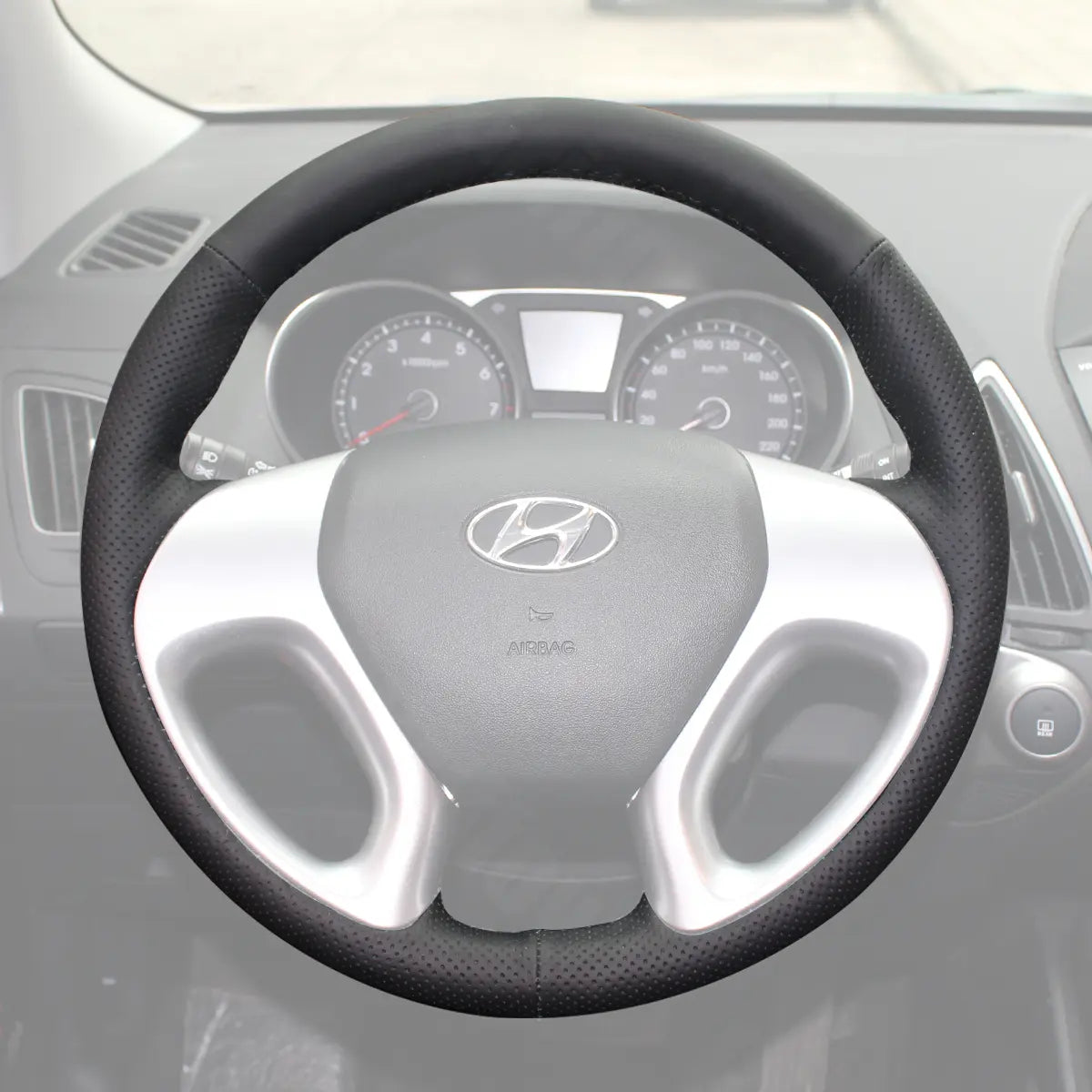 Griffowl Steering Wheel Cover for Personalized SUV Hyundai Tucson ix35 2010-2016. For refined interior upgrades using our wrap and stitch kit.
