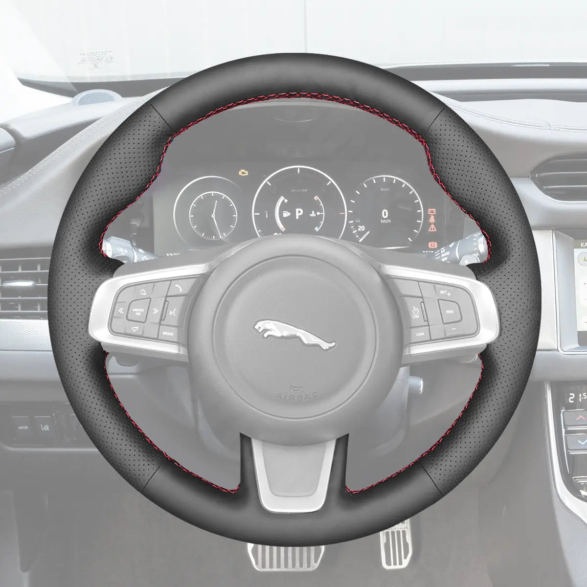 Griffowl Steering Wheel Cover for Personalized SUV Jaguar E Pace F Pace 2016-2019. For refined interior upgrades using our wrap and stitch kit.
