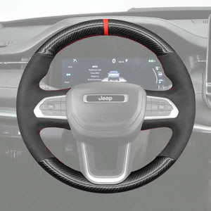 Griffowl Steering Wheel Cover for Personalized SUV Jeep Compass II MP 2022-2025. For refined interior upgrades using our wrap and stitch kit.