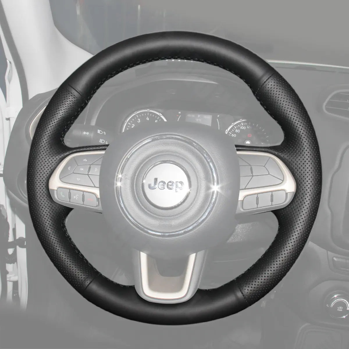 Griffowl Steering Wheel Cover for Personalized SUV Jeep Compass II MP Renegade 2015-2023. Elevate your interior with Griffowl's wrap and stitch kit.