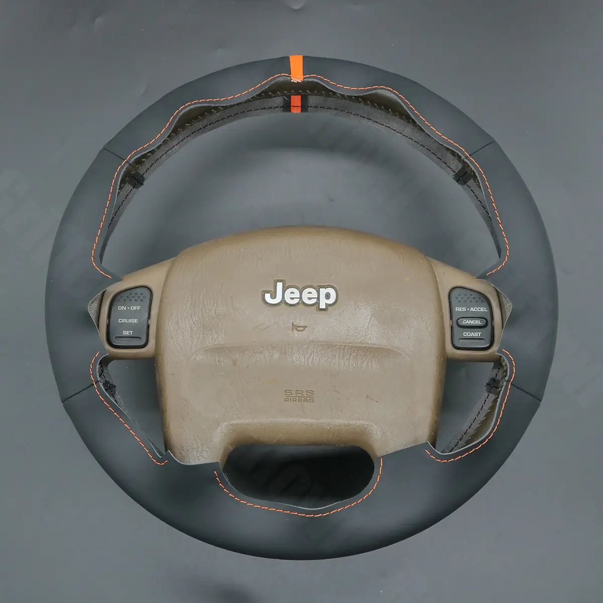 Griffowl Steering Wheel Cover for Personalized SUV Jeep Wrangler Grand Cherokee 1999-2006. Elevate your interior with Griffowl's wrap and stitch kit.